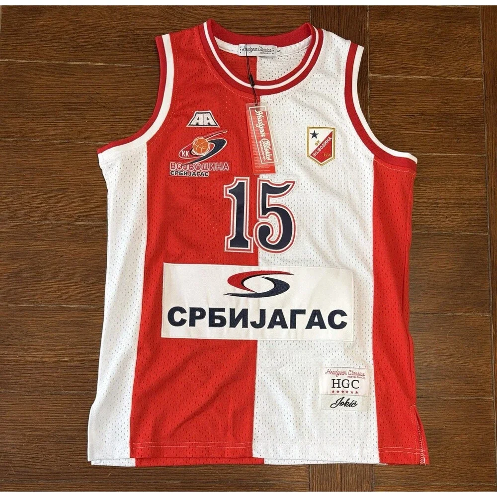 Nikola Jokic Headgear Classic Basketball Jerseys Serbia Red & White Men Sz S NWT